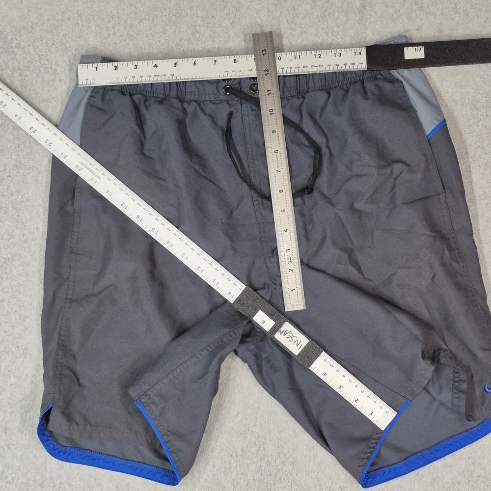 Nike Men Swimwear L Gray Swim Trunks Shorts Swoosh Logo Drawstring 8
